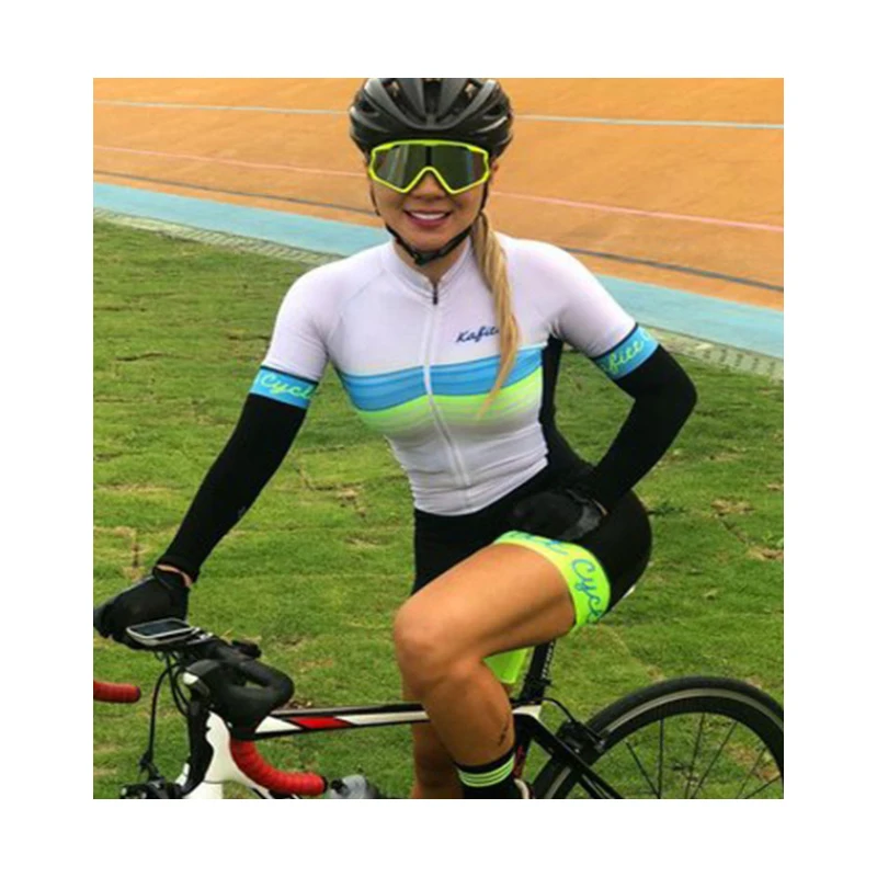 2021 KAFİTT kadın Triatlon Kısa Kollu Bisiklet Jersey Setleri Skinsuit Maillot Ropa Ciclismo bisikletçi giysisi Git Pro Tulum Görüntü 4