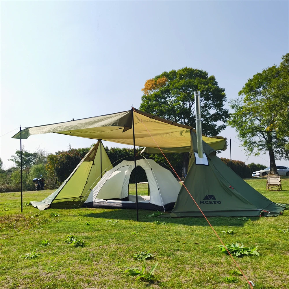 Açık Rüzgar Geçirmez Kamp Çadırı Soba Jack 4 Sezon Çadır Güneş Barınak Aile Kamp Avcılık Balıkçılık Yürüyüş Görüntü 1