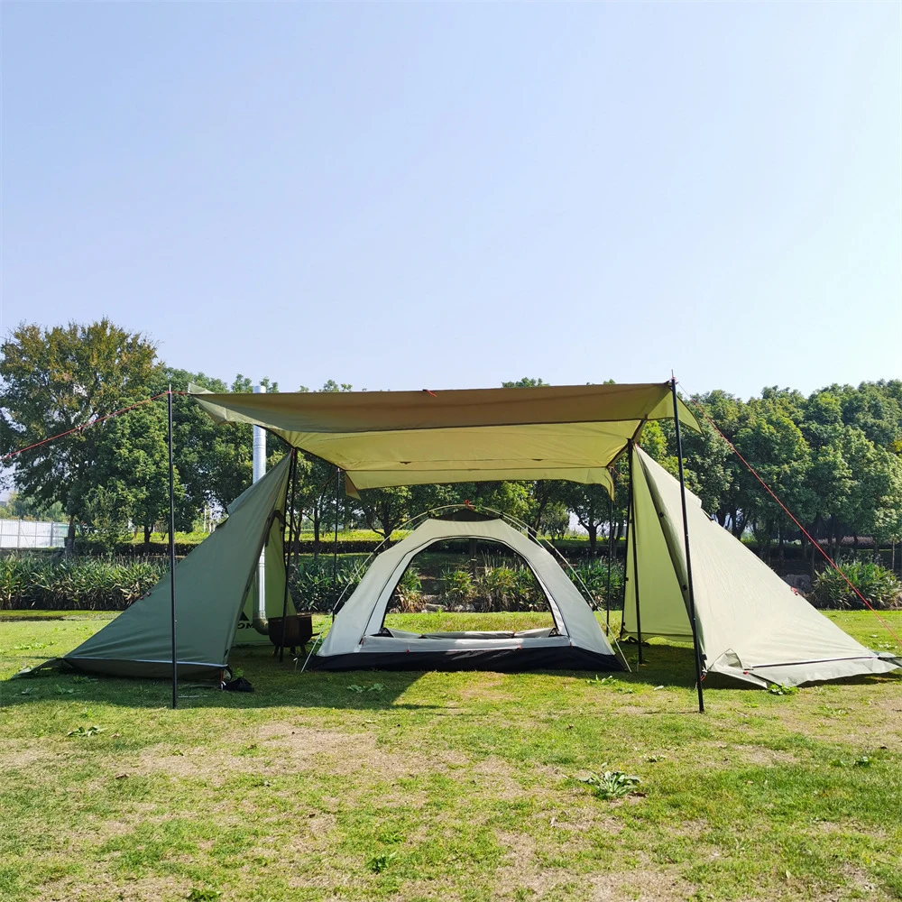 Açık Rüzgar Geçirmez Kamp Çadırı Soba Jack 4 Sezon Çadır Güneş Barınak Aile Kamp Avcılık Balıkçılık Yürüyüş Görüntü 3