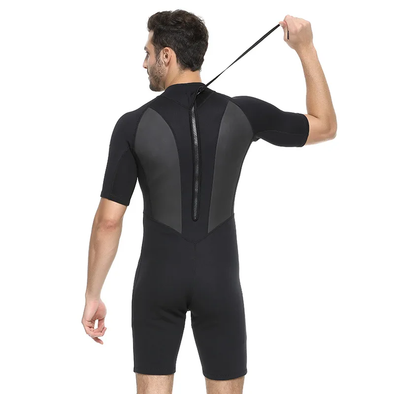 Erkek 2mm Shorty Wetsuit, Tam Vücut Kısa Kollu Geri Zip dalgıç kıyafeti Ön Zip Wetsuit Dalış Şnorkel Sörf Yüzme Görüntü 0