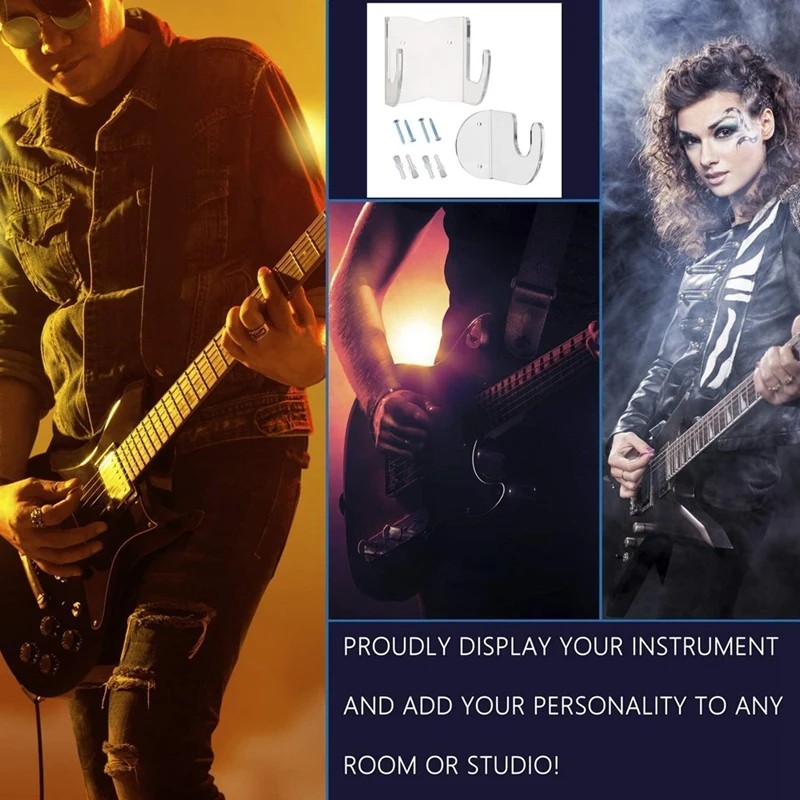 Gitar Duvar Montaj Premium Kalite Akrilik Gitar Montaj Vidaları İle, Çizilmez Gitar duvar askısı Gitar Ve Bas İçin Görüntü 5