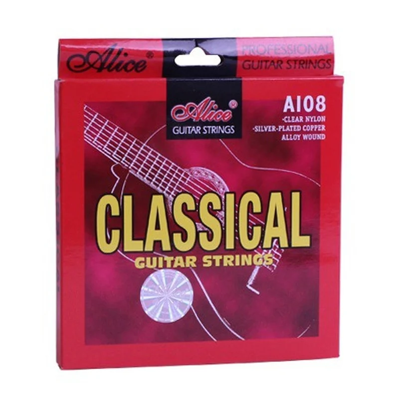 Klasik Gitar Dizeleri Seti 6-string Klasik Gitar Şeffaf Naylon Dizeleri Gümüş Kaplama Bakır Alaşımlı Wound-A108 Görüntü 0