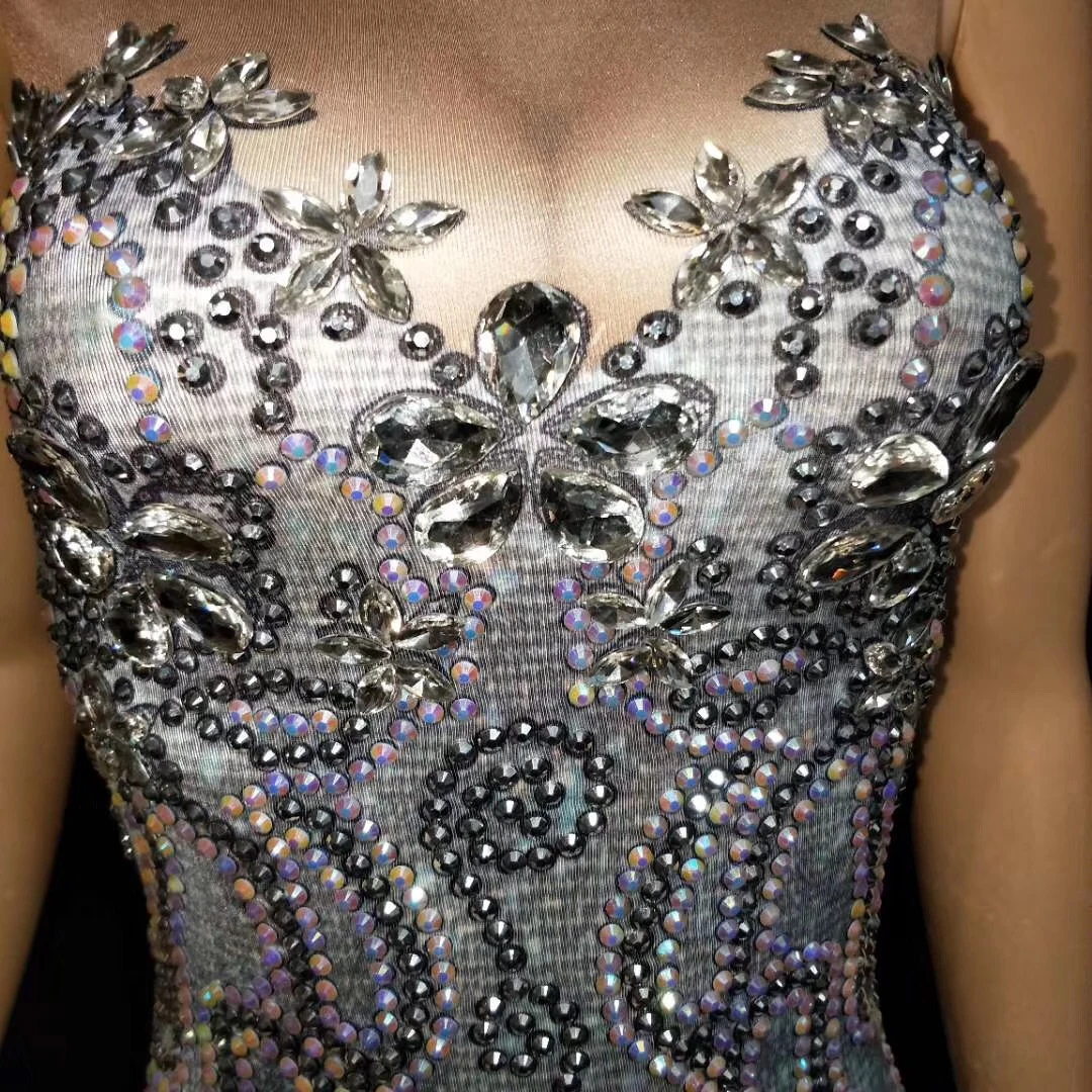 Köpüklü Kolsuz Uzun Mermaid Örgü Elbise Düğün Kutlamak Kadın Elbise Gece Kulübü Şarkıcı Gösterisi Performans Kostüm Görüntü 5