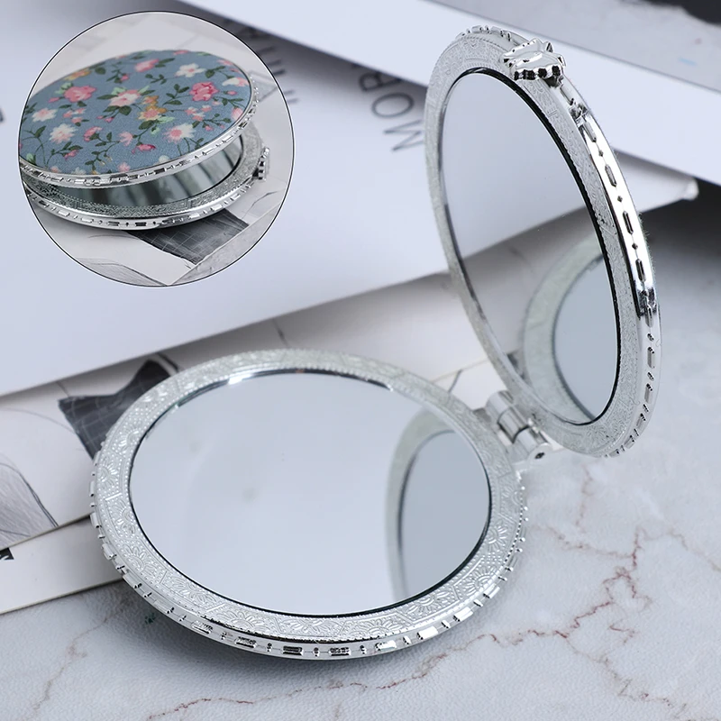 Mini Makyaj Kompakt Cep Çiçek Ayna Taşınabilir İki taraflı Katlanır makyaj aynası Kadınlar Vintage Kozmetik Aynalar Hediyeler İçin Görüntü 2