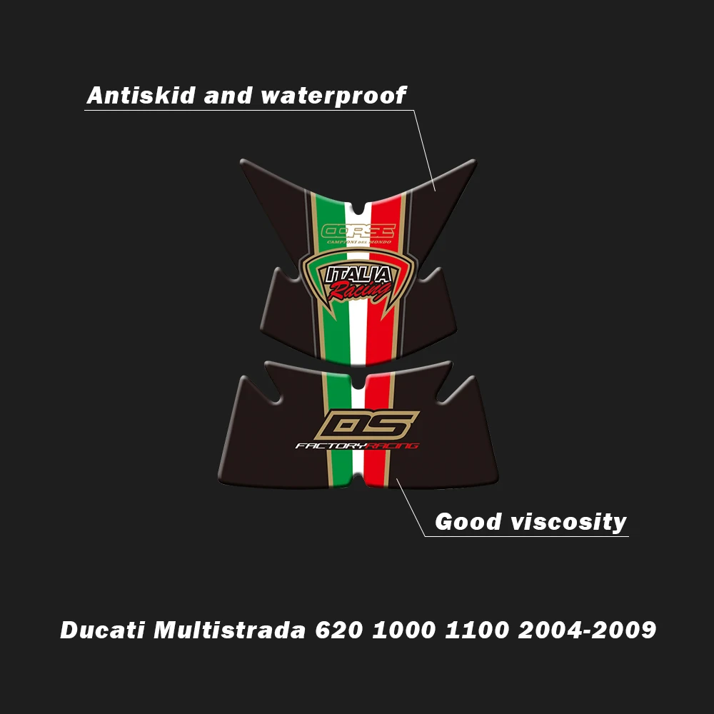 Motosiklet Çıkartmalar Yakıt Tankı Etiket Kılçık Koruyucu Çıkartmaları 3D Tankı Pad Ducati Multistrada 620 1000 1100 2004-2009 Görüntü 3