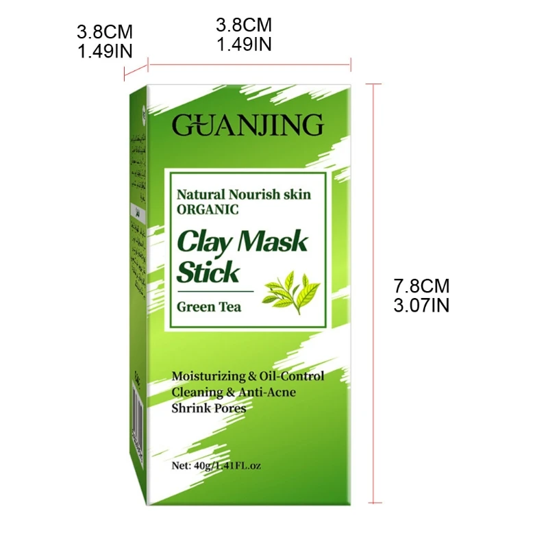 Q1QD Yeşil Çay Temizleme Maskesi Arındırıcı Kil Sopa Maskesi Yağ Kontrolü Cilt Bakımı 40g Görüntü 5