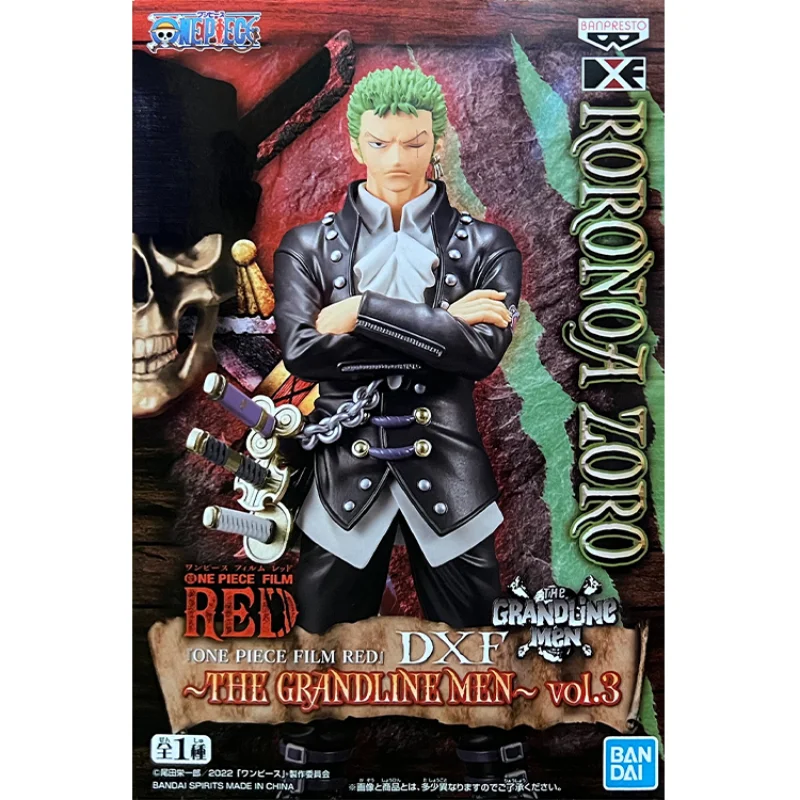 Stokta Bandai Orijinal Anime Tek Parça DXF Büyük Rota kırmızı Tiyatro Baskı Zoro Vol.3 Scenic Şekil Koleksiyon Model Oyuncaklar Görüntü 4