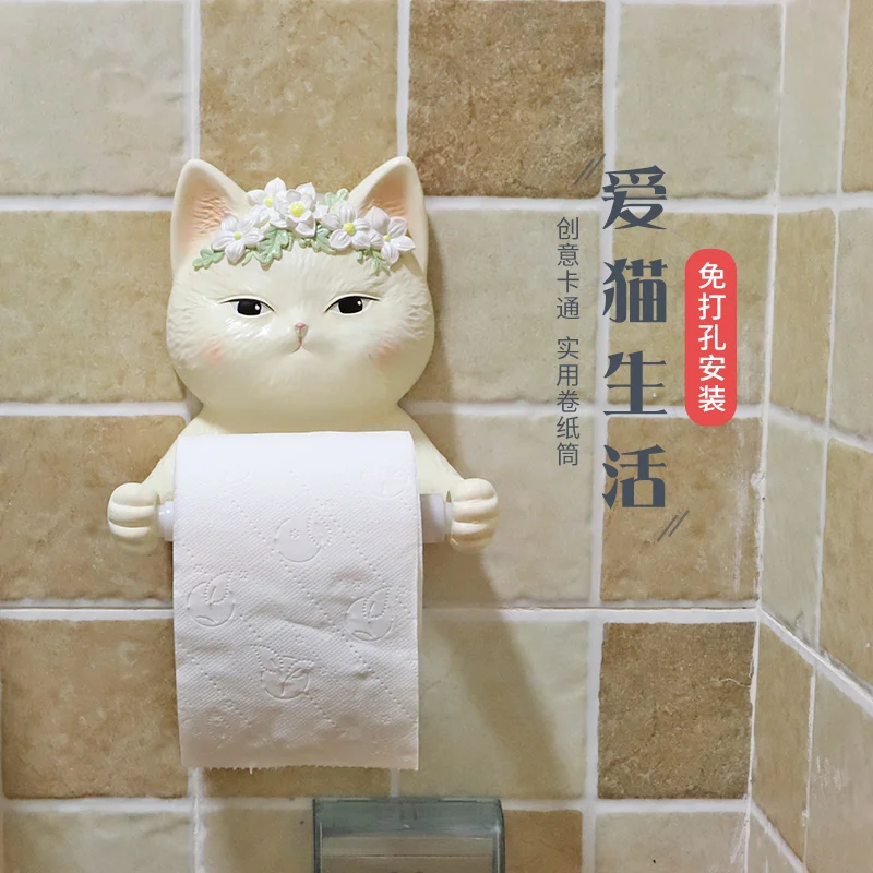 Yavru banyo rulo kağıt tüp doku kutusu tuvalet yıkama havlu askısı sevimli tuvalet kağıdı raf yaratıcı asılı ücretsiz yumruk CL90101 Görüntü 1