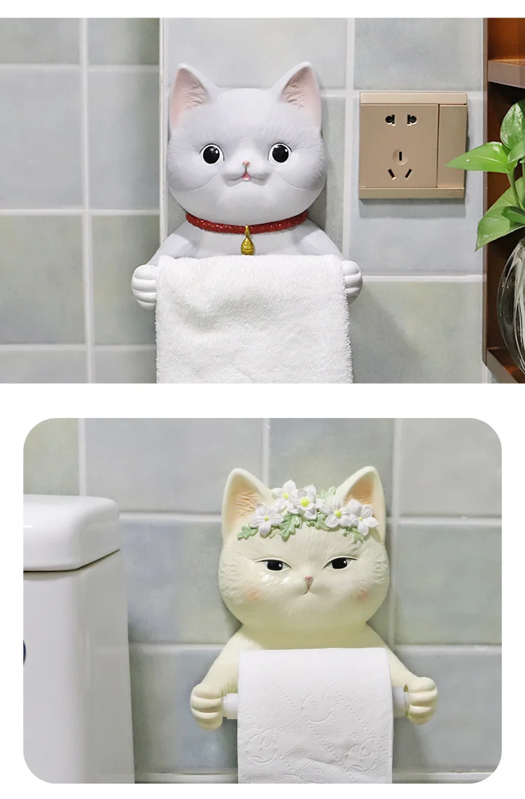 Yavru banyo rulo kağıt tüp doku kutusu tuvalet yıkama havlu askısı sevimli tuvalet kağıdı raf yaratıcı asılı ücretsiz yumruk CL90101 Görüntü 4