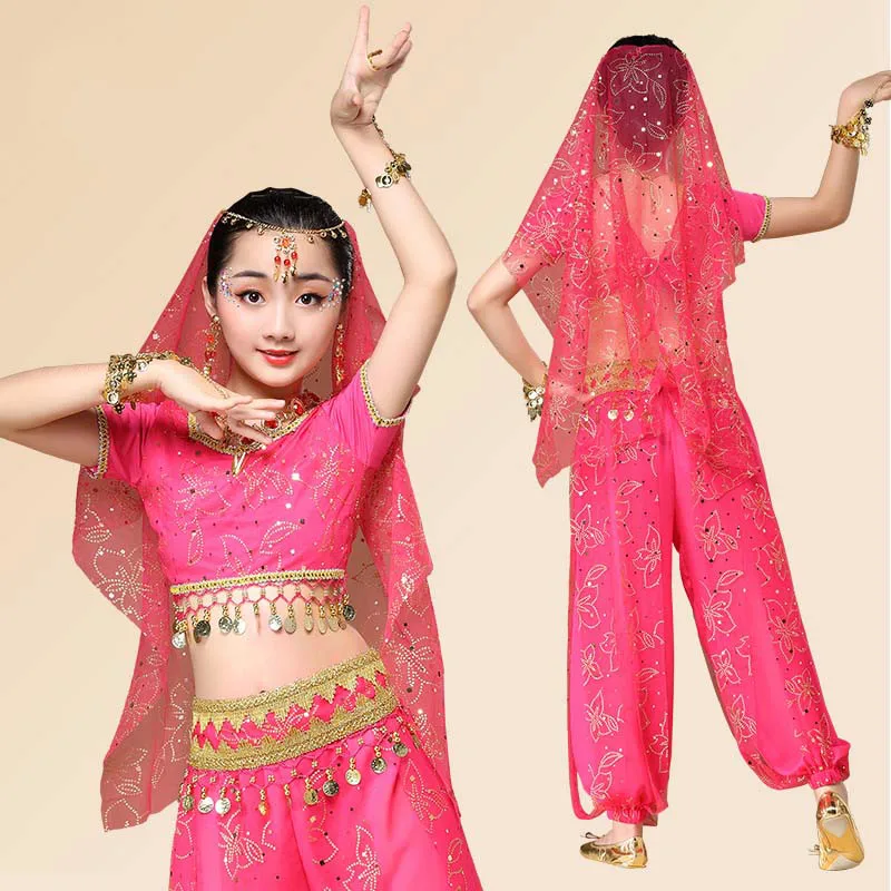 Çocuk Oryantal Dans Performansı Profesyonel Giyim Kız çocuk Günü Gösterisi Kostümleri Hint Dans Uygulama Kaliteli Set H4524 Görüntü 0