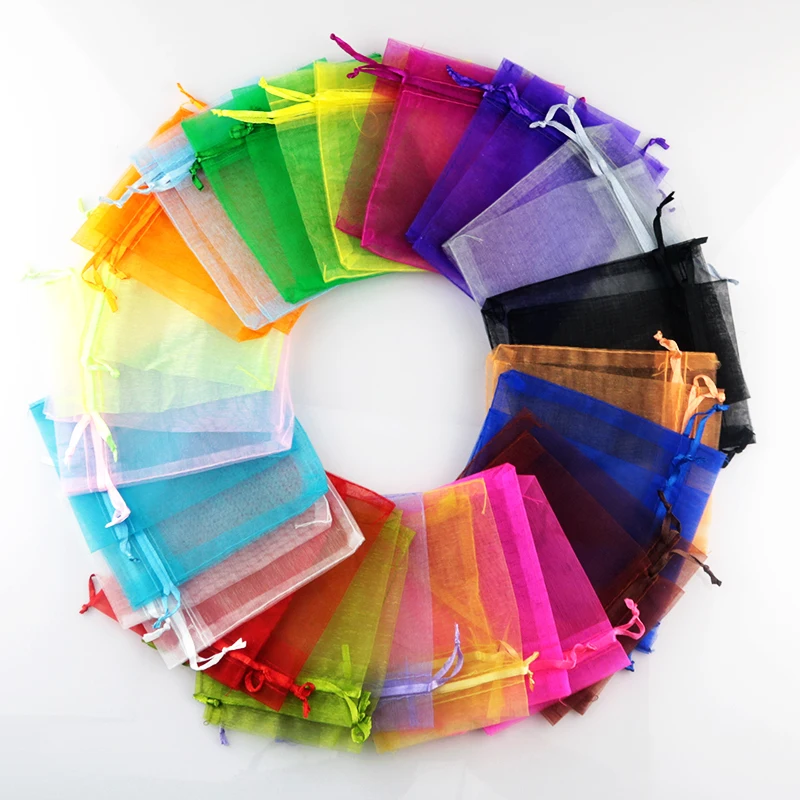 Ücretsiz Kargo 100 adet Multicolors Organze Takı Çantası 17x23 cm İpli Kılıfı Hediye Çantası Kozmetik Takı Ambalaj Çanta & Torbalar Görüntü 0