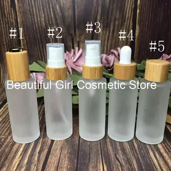 kozmetik ambalaj losyon buzlu cam şişe serum 30ml parfüm sprey şişesi bambu siyah pompa kapağı bambu pipet şişesi